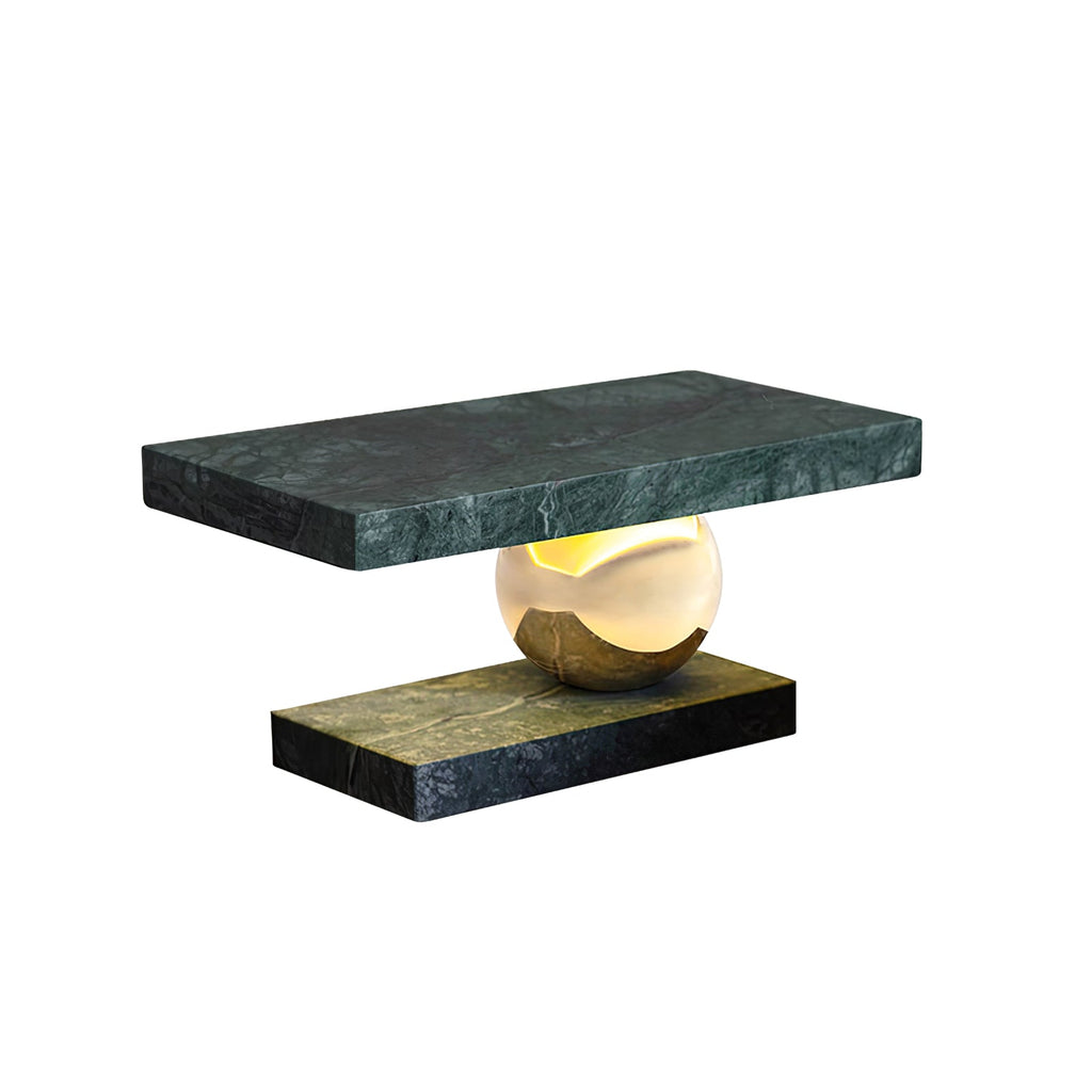 Clérachic green marble table lamp shown unlit and cut out against a plain white background.