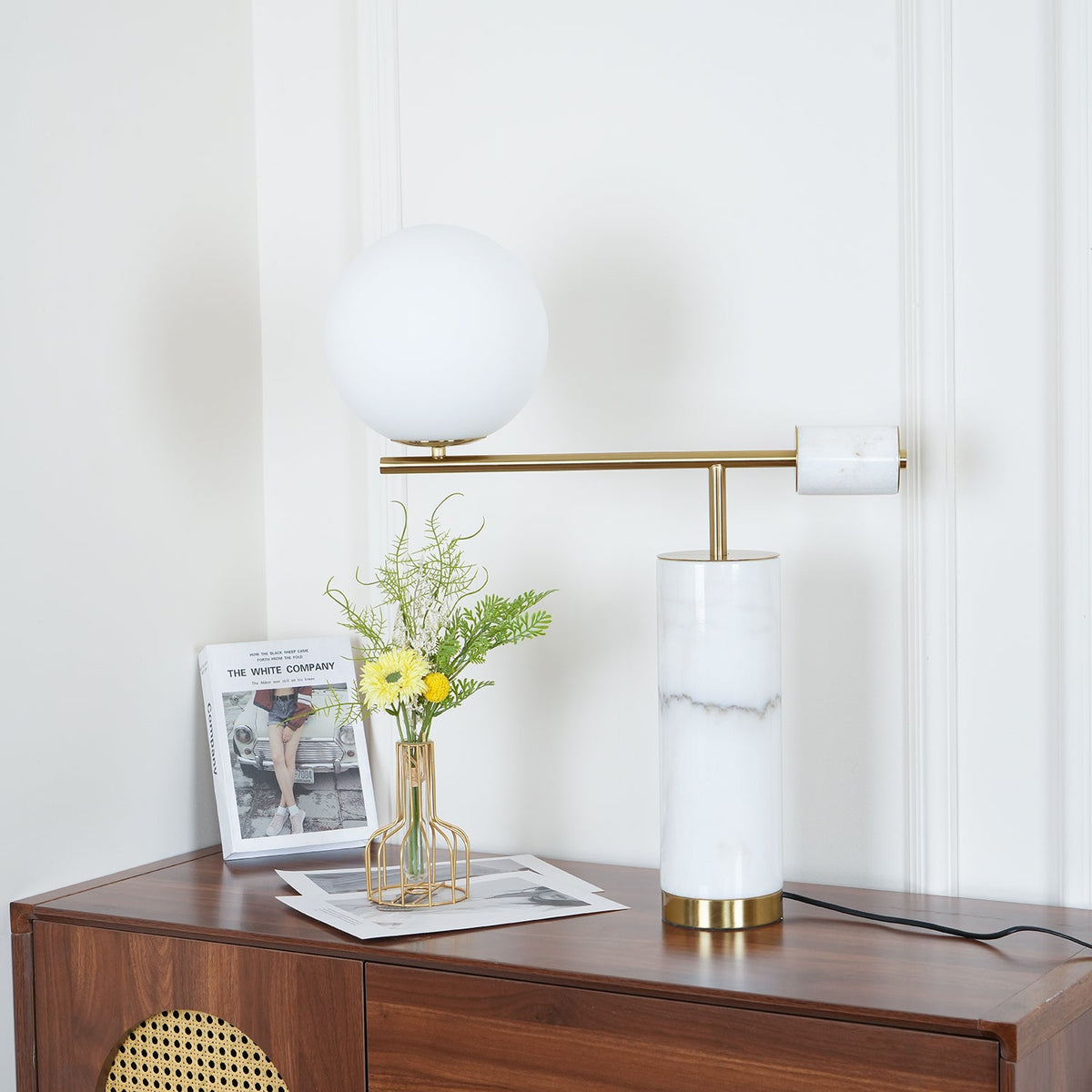 Near-identical to the earlier dresser shot, this Clérachic lamp frame centres the glass globe slightly higher.