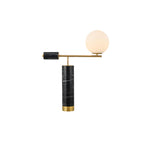 Another plain white cutout of the Clérachic gold table lamp, the black marble base and glass globe fully in view.
