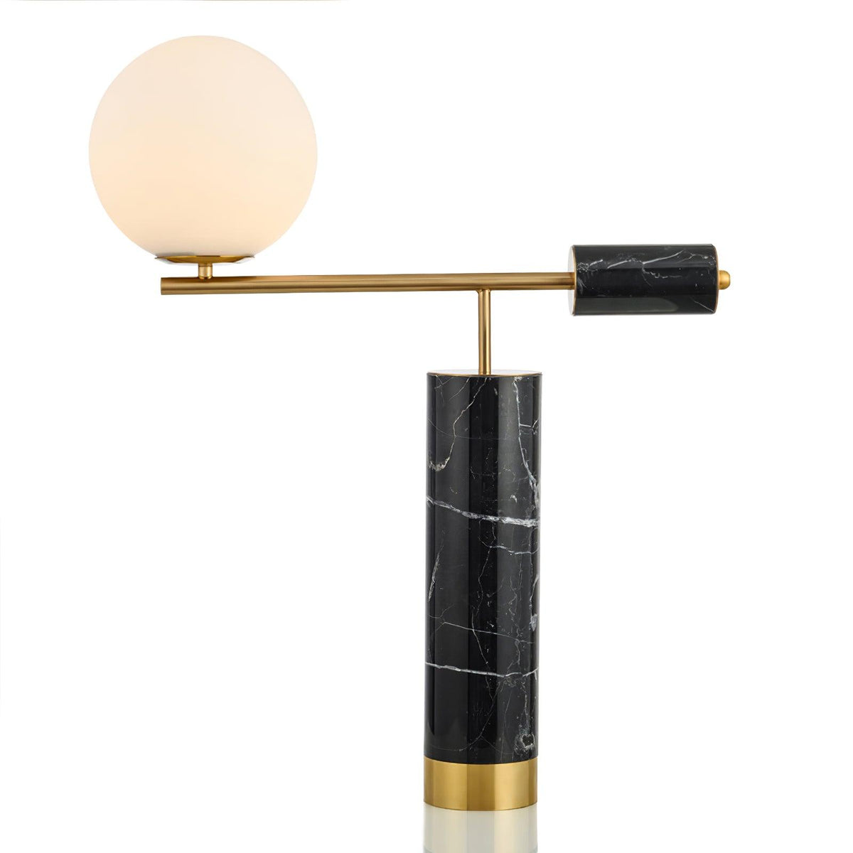 A plain white product shot of the Clérachic lamp with a soft floor reflection beneath its black marble base.