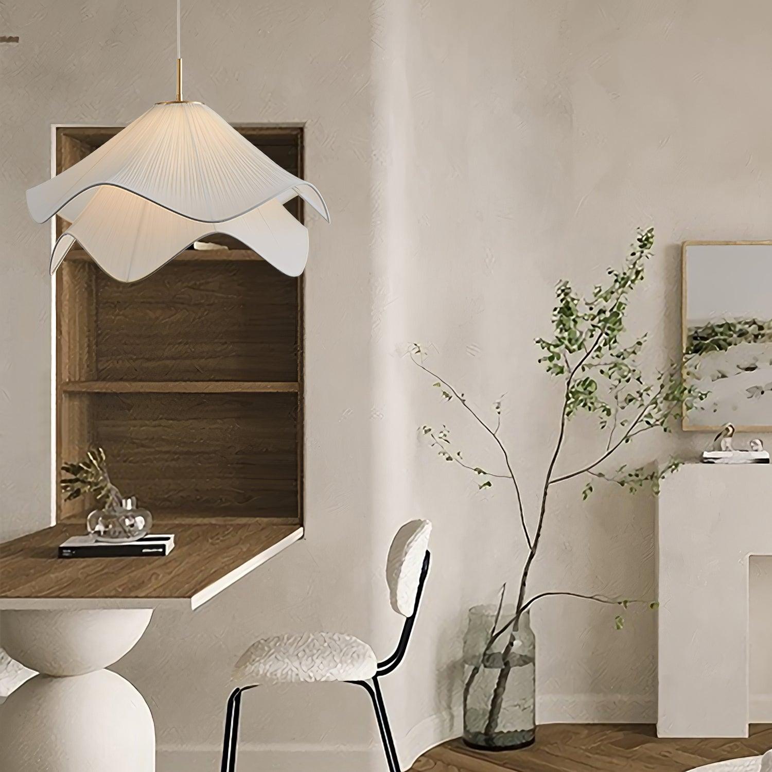 Ethereal Bloom plug-in pendant light lifestyle image with the bloom shade as a centrepiece