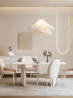Ethereal Bloom plug-in pendant light room scene with the white bloom shade overhead