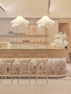 Ethereal Bloom plug-in pendant light interior view of the blooming white fabric shade
