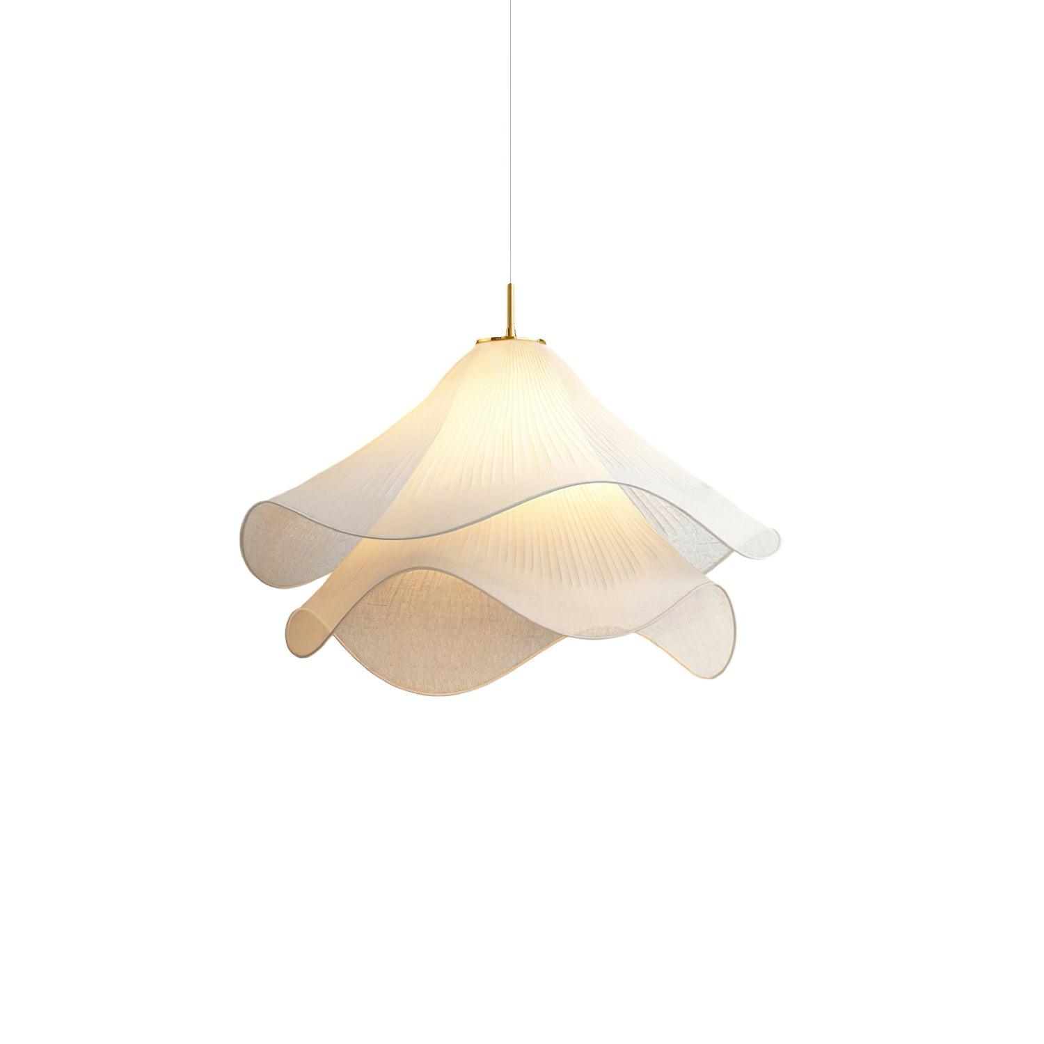 Ethereal Bloom pendant light styled above a living area with gold hardware visible