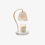 Photographed alone on a plain light background, this Clérachic candle warmer lamp shows its brass gooseneck arm and marble base.