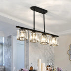 Linear Glass Rod Pendant Light, Modern Iron Frame Ceiling Fixture