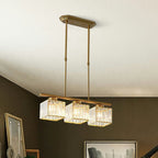 Linear Glass Rod Pendant Light, Modern Iron Frame Ceiling Fixture