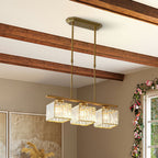 Linear Glass Rod Pendant Light, Modern Iron Frame Ceiling Fixture