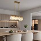 Linear Glass Rod Pendant Light, Modern Iron Frame Ceiling Fixture