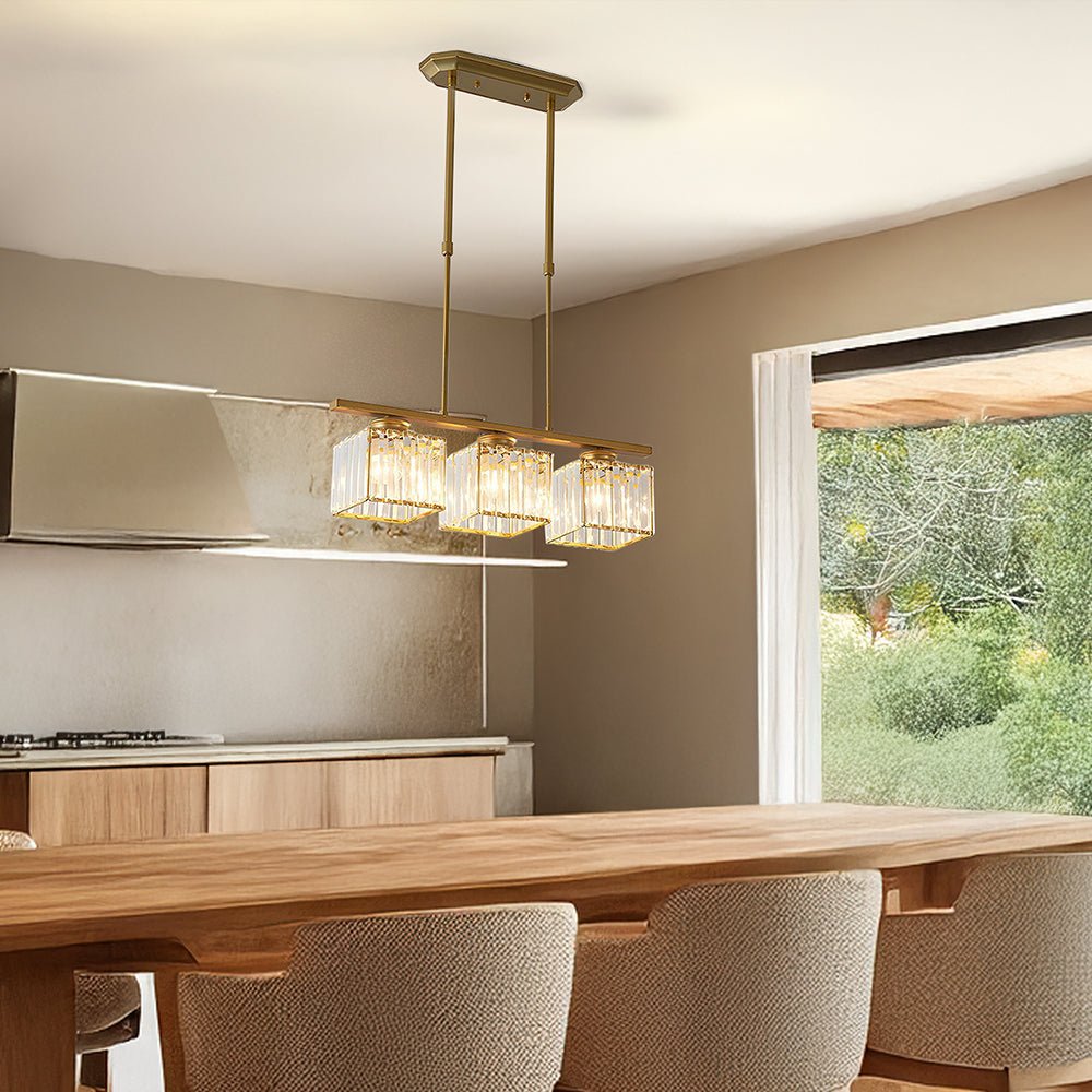 Linear Glass Rod Pendant Light, Modern Iron Frame Ceiling Fixture