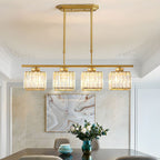 Linear Glass Rod Pendant Light, Modern Iron Frame Ceiling Fixture
