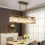 Linear Glass Rod Pendant Light, Modern Iron Frame Ceiling Fixture
