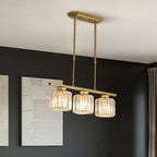 Linear Glass Rod Pendant Light, Modern Iron Frame Ceiling Fixture