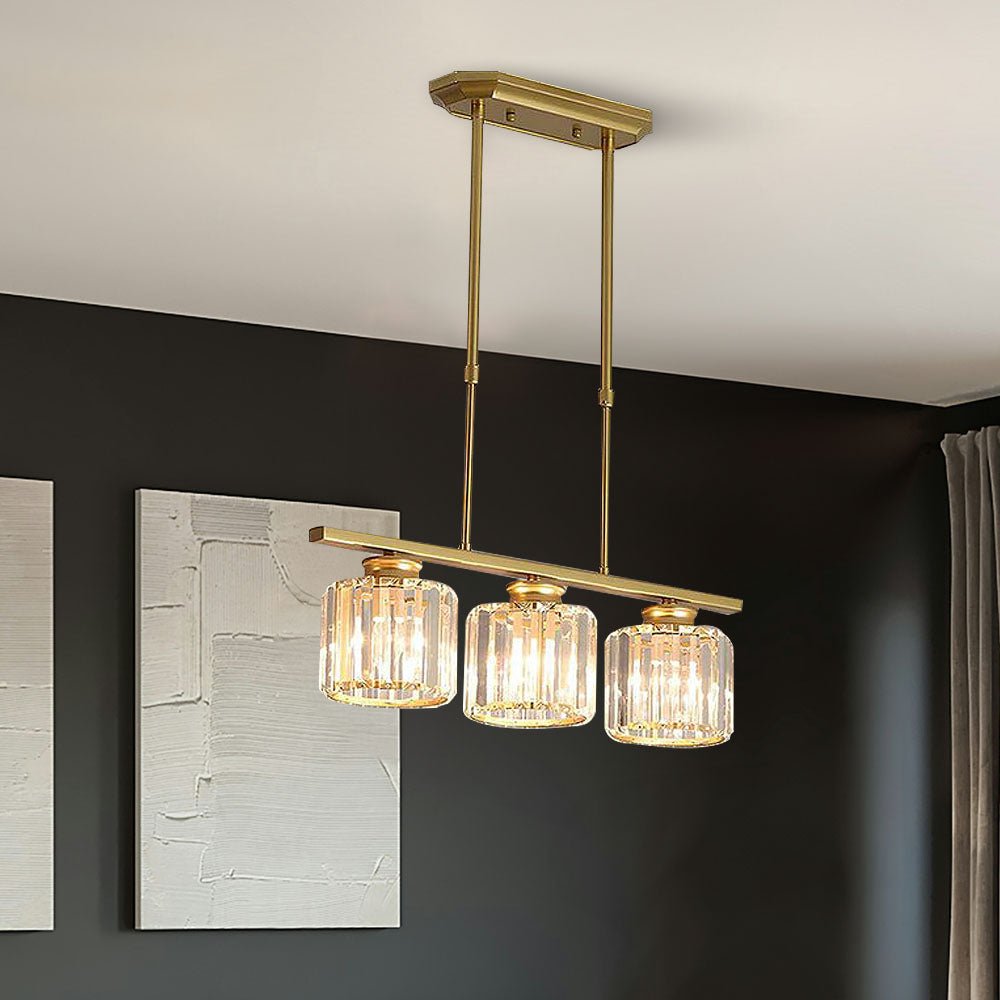 Linear Glass Rod Pendant Light, Modern Iron Frame Ceiling Fixture