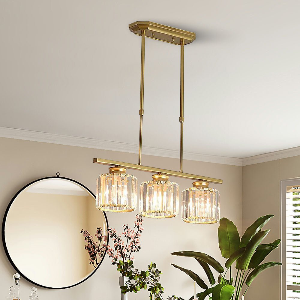 Linear Glass Rod Pendant Light, Modern Iron Frame Ceiling Fixture
