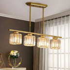 Linear Glass Rod Pendant Light, Modern Iron Frame Ceiling Fixture