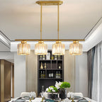 Linear Glass Rod Pendant Light, Modern Iron Frame Ceiling Fixture
