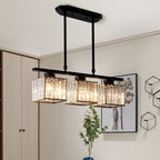 Linear Glass Rod Pendant Light, Modern Iron Frame Ceiling Fixture