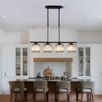 Linear Glass Rod Pendant Light, Modern Iron Frame Ceiling Fixture