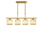Linear Glass Rod Pendant Light, Modern Iron Frame Ceiling Fixture