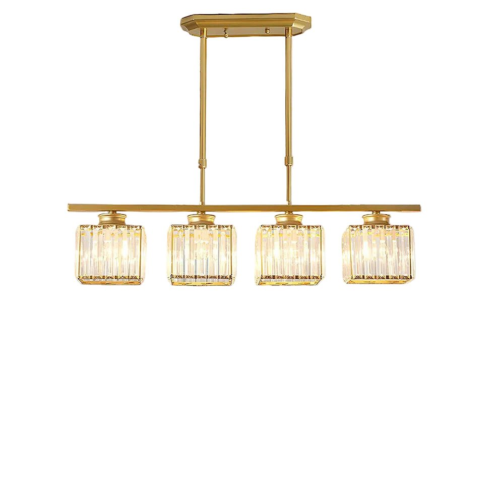 Linear Glass Rod Pendant Light, Modern Iron Frame Ceiling Fixture
