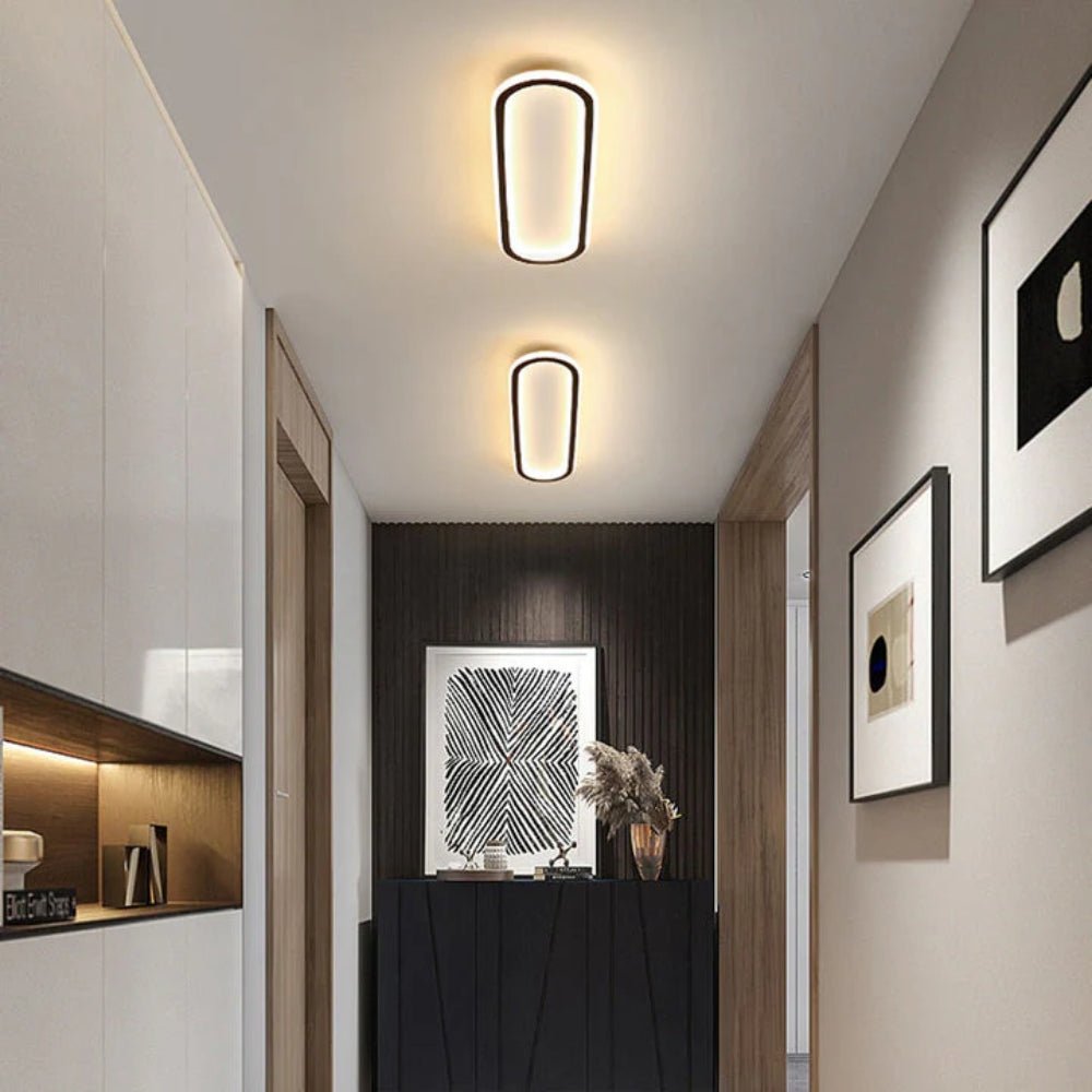 36-Inch Linear Metal Ceiling Light, Matte LED Hallway Fixture