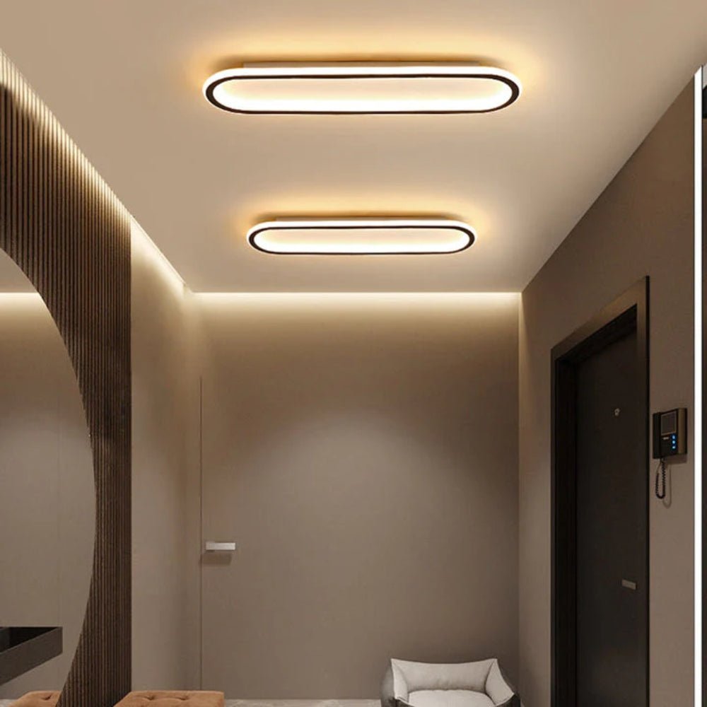 36-Inch Linear Metal Ceiling Light, Matte LED Hallway Fixture
