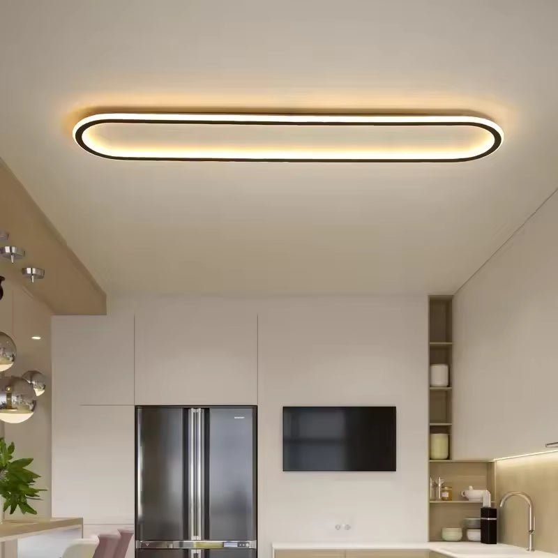 36-Inch Linear Metal Ceiling Light, Matte LED Hallway Fixture