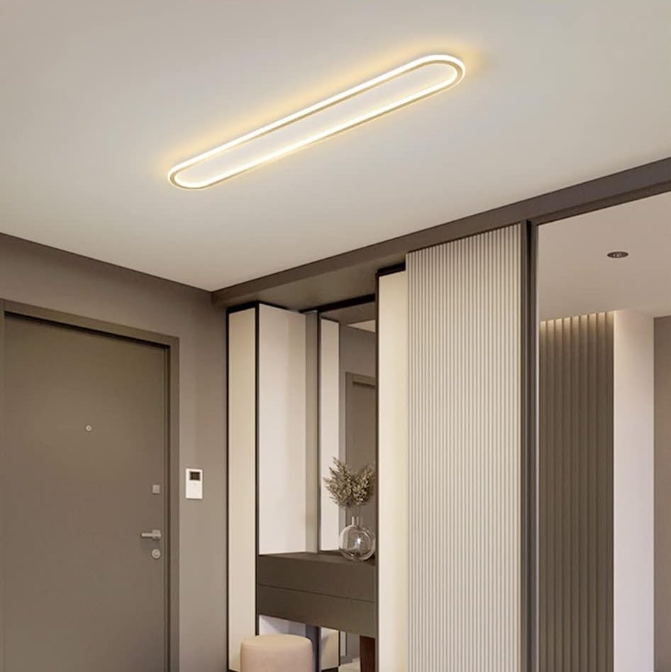 36-Inch Linear Metal Ceiling Light, Matte LED Hallway Fixture