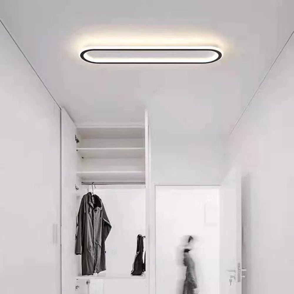 36-Inch Linear Metal Ceiling Light, Matte LED Hallway Fixture