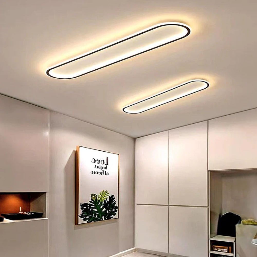 36-Inch Linear Metal Ceiling Light, Matte LED Hallway Fixture