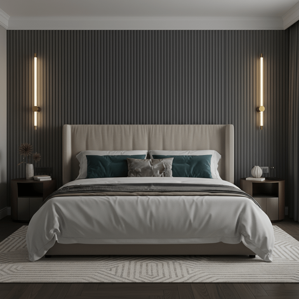 Black metal wall sconce with soft glowing acrylic tube