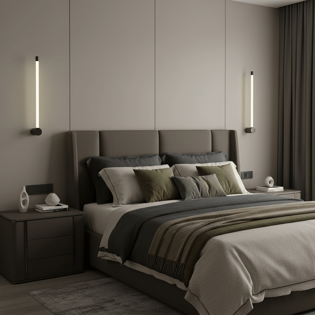 Black slim metal wall sconce with integrated LED tube