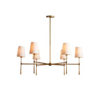Five-Light Linear Chandelier, Sloped Tapered Shades, Metal Fixture