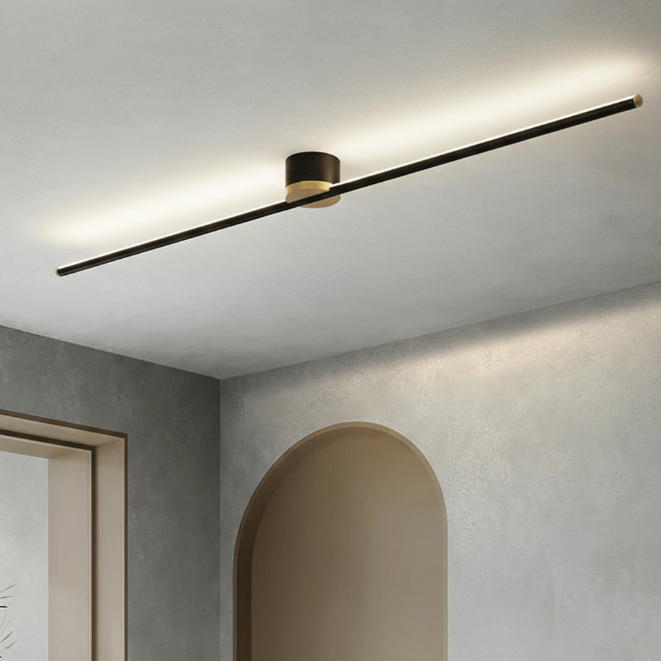 24-Inch LED Ceiling Light, Linear Metal Frame, Flush-Mount Fixture