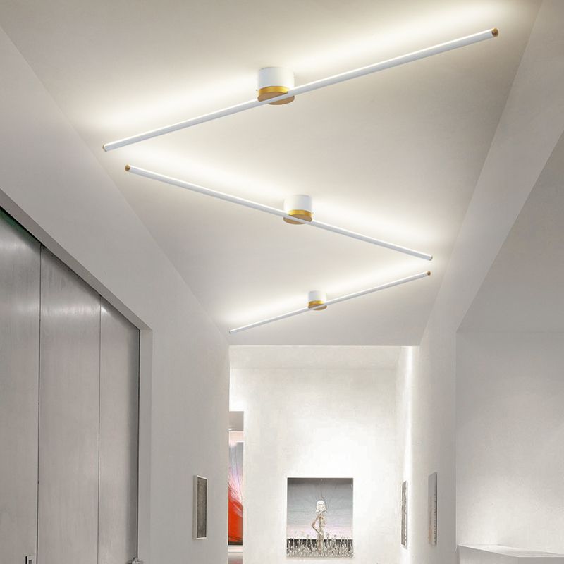 24-Inch LED Ceiling Light, Linear Metal Frame, Flush-Mount Fixture