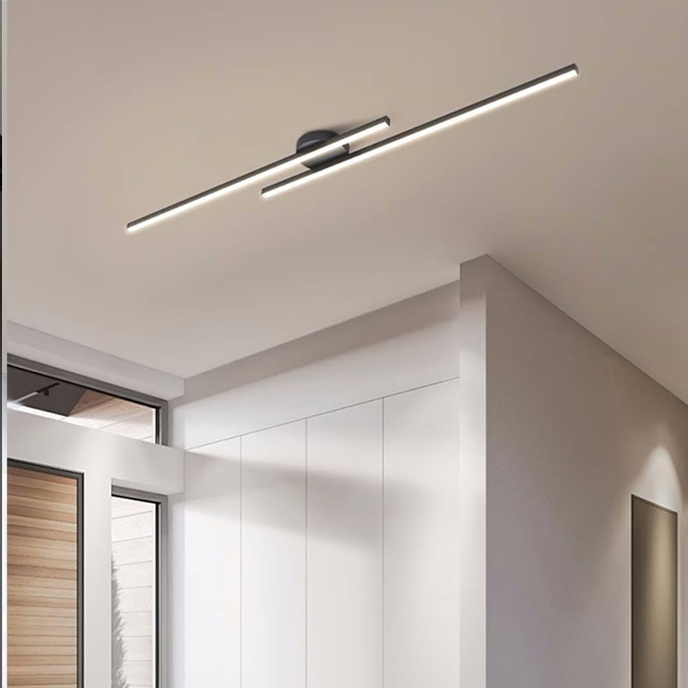 12-Inch Linear Ceiling Light, Semi-Flush Metal Fixture, Modern Design