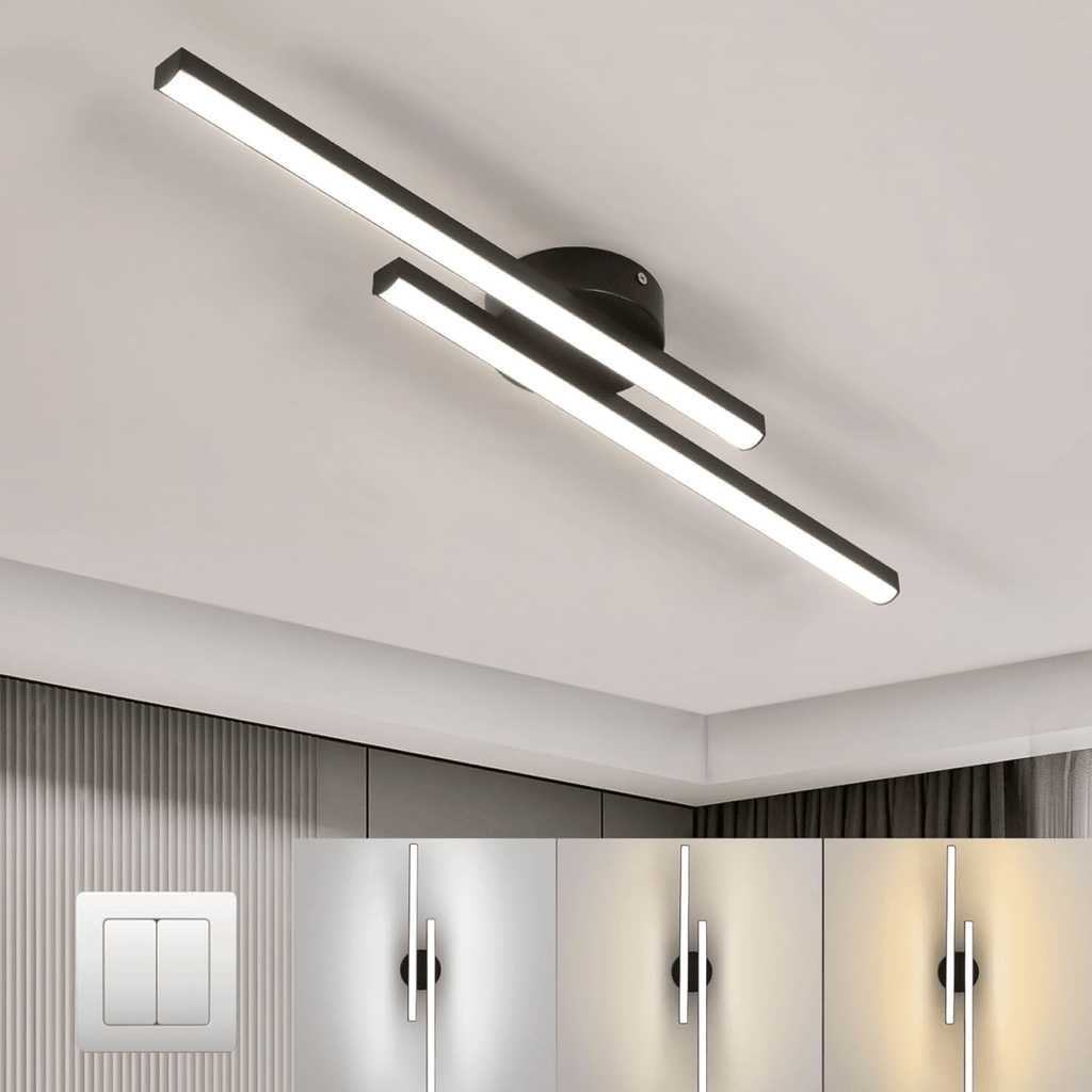 12-Inch Linear Ceiling Light, Semi-Flush Metal Fixture, Modern Design