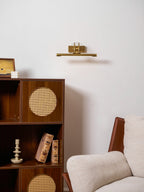 Two-tone vanity wall light with brushed brass mounting detail