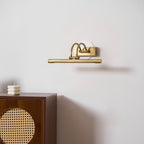 Dark bronze vanity bar with brushed brass accents shown angled