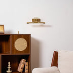 Brass and bronze vanity light shown end-on to reveal its depth