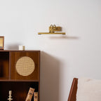 Slim LED vanity bar in dark bronze with warm even glow