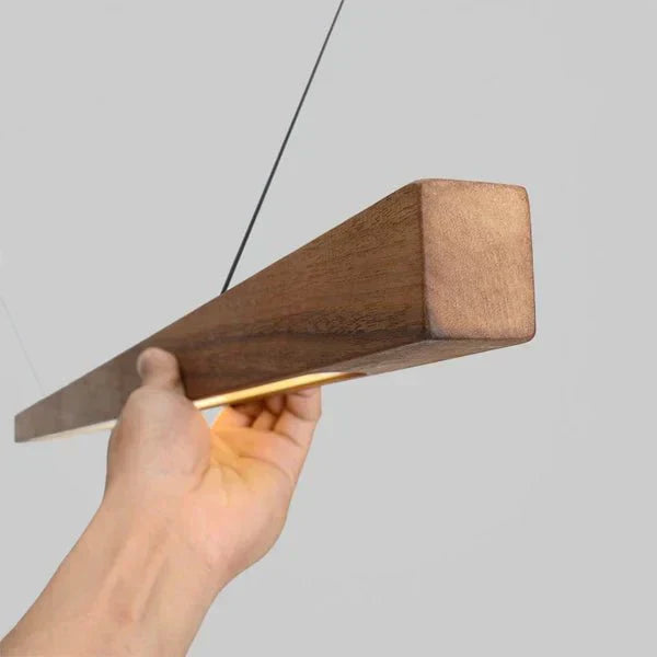 36-Inch Wood Beam Pendant Light, Modern Linear Ceiling Fixture