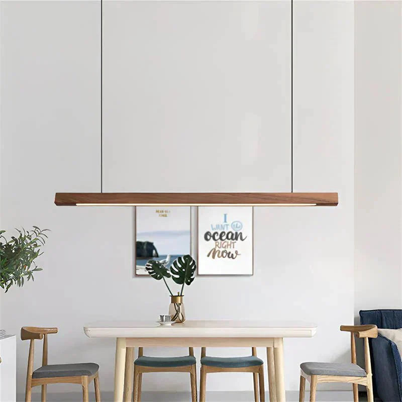 36-Inch Wood Beam Pendant Light, Modern Linear Ceiling Fixture