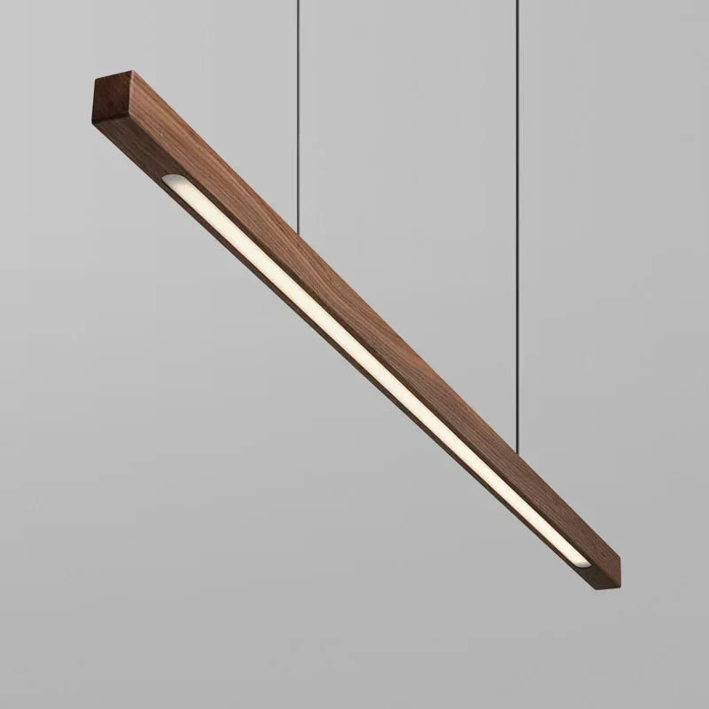 36-Inch Wood Beam Pendant Light, Modern Linear Ceiling Fixture