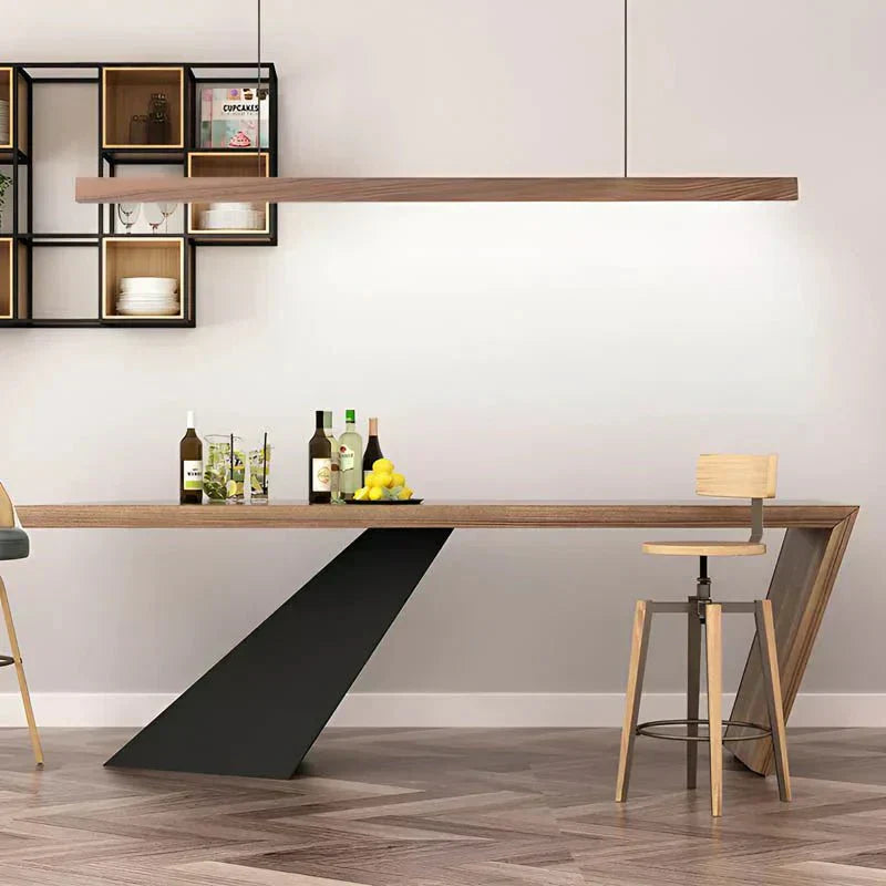 36-Inch Wood Beam Pendant Light, Modern Linear Ceiling Fixture