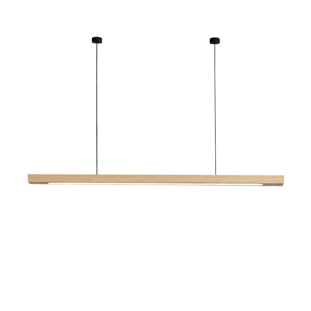 36-Inch Wood Beam Pendant Light, Modern Linear Ceiling Fixture