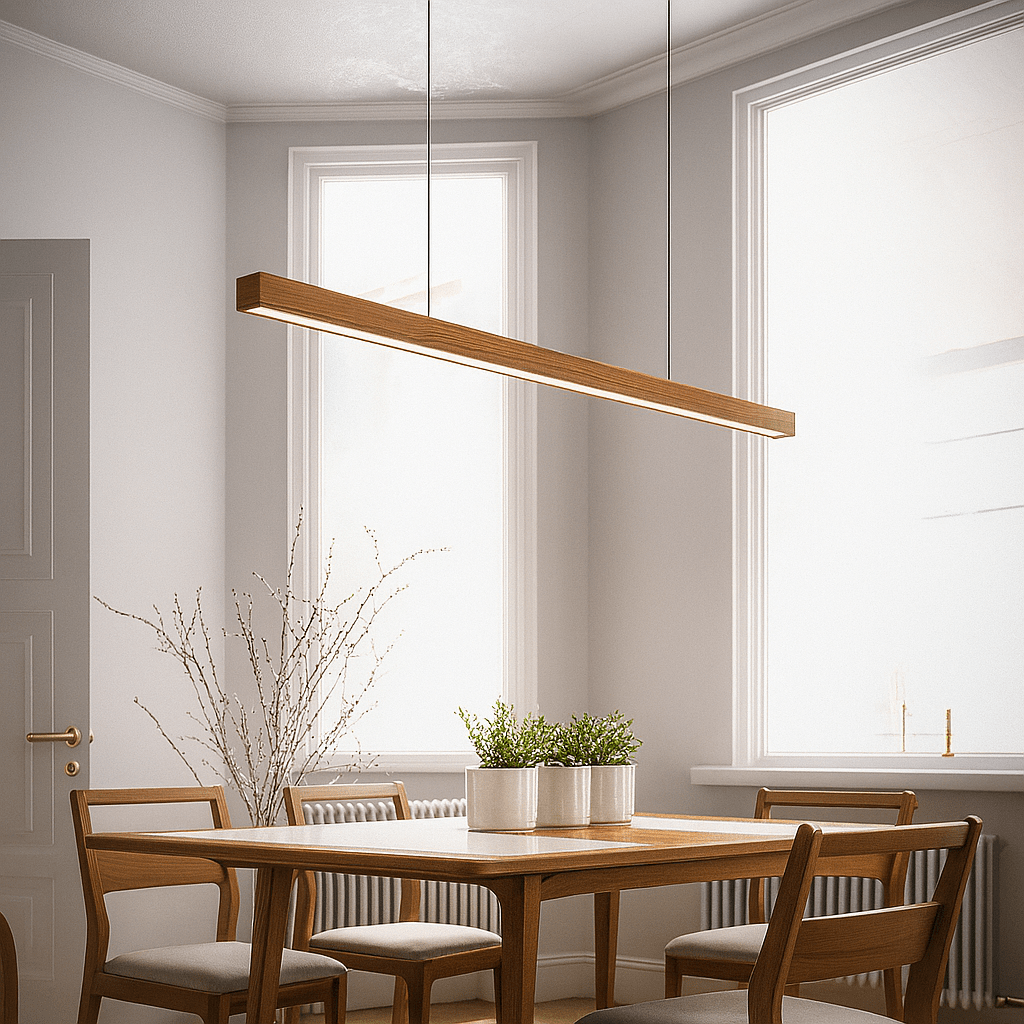 36-Inch Wood Beam Pendant Light, Modern Linear Ceiling Fixture