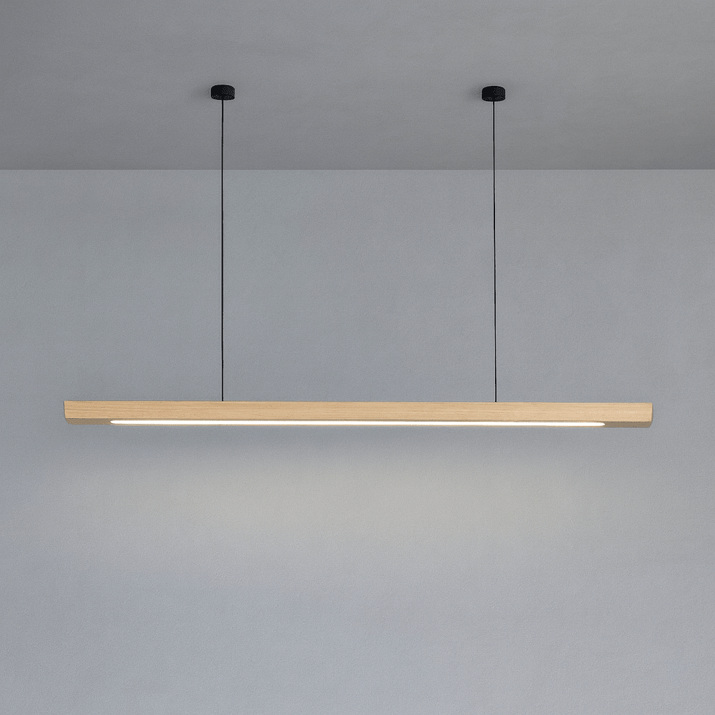 36-Inch Wood Beam Pendant Light, Modern Linear Ceiling Fixture