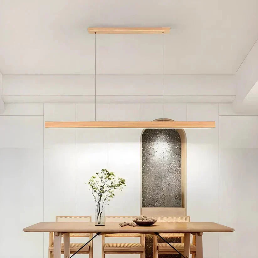 36-Inch Wood Beam Pendant Light, Modern Linear Ceiling Fixture